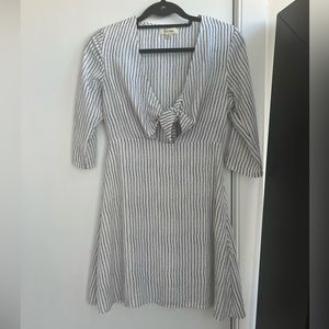Stripped mini dress with tie detail
